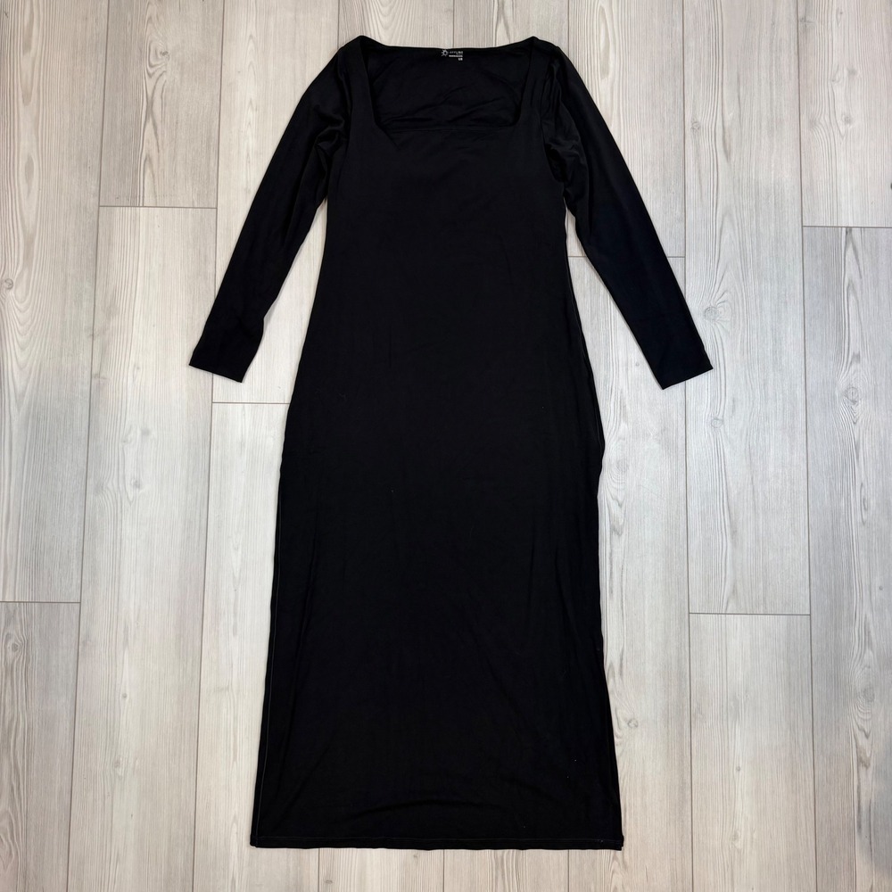 OFFLINE by Aerie Real Me Xtra Long Sleeve Square Neck Maxi Dress Black Large